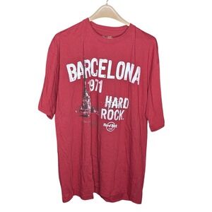 Vintage 90s Hard Rock‎ Cafe Barcelona Spain T Shirt XXL Red 1971 Graphic Tee